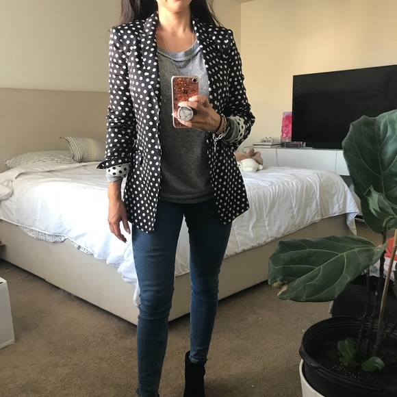 zara polka dot blazer